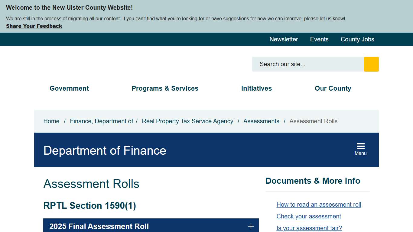Assessment Rolls - Ulster County