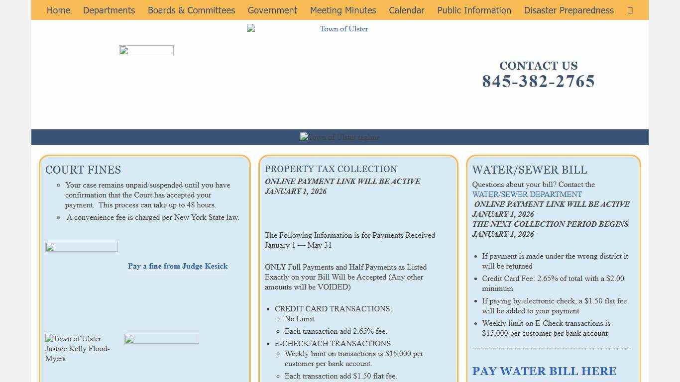 Town of Ulster | Make Payments Online | Water | Court | Taxes